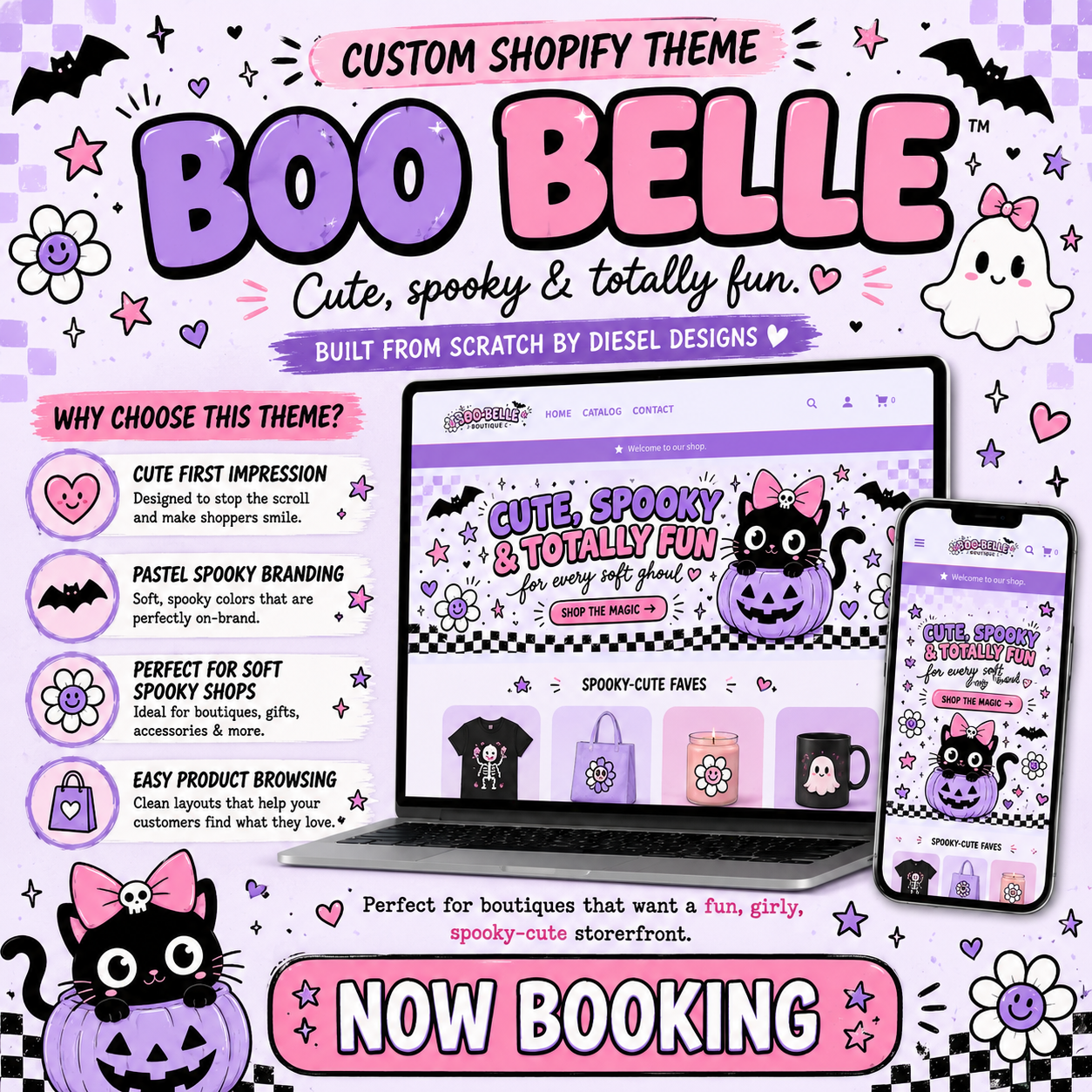 Boo Belle Shopify Revamp | Pastel Spooky Cute Boutique Website Makeover