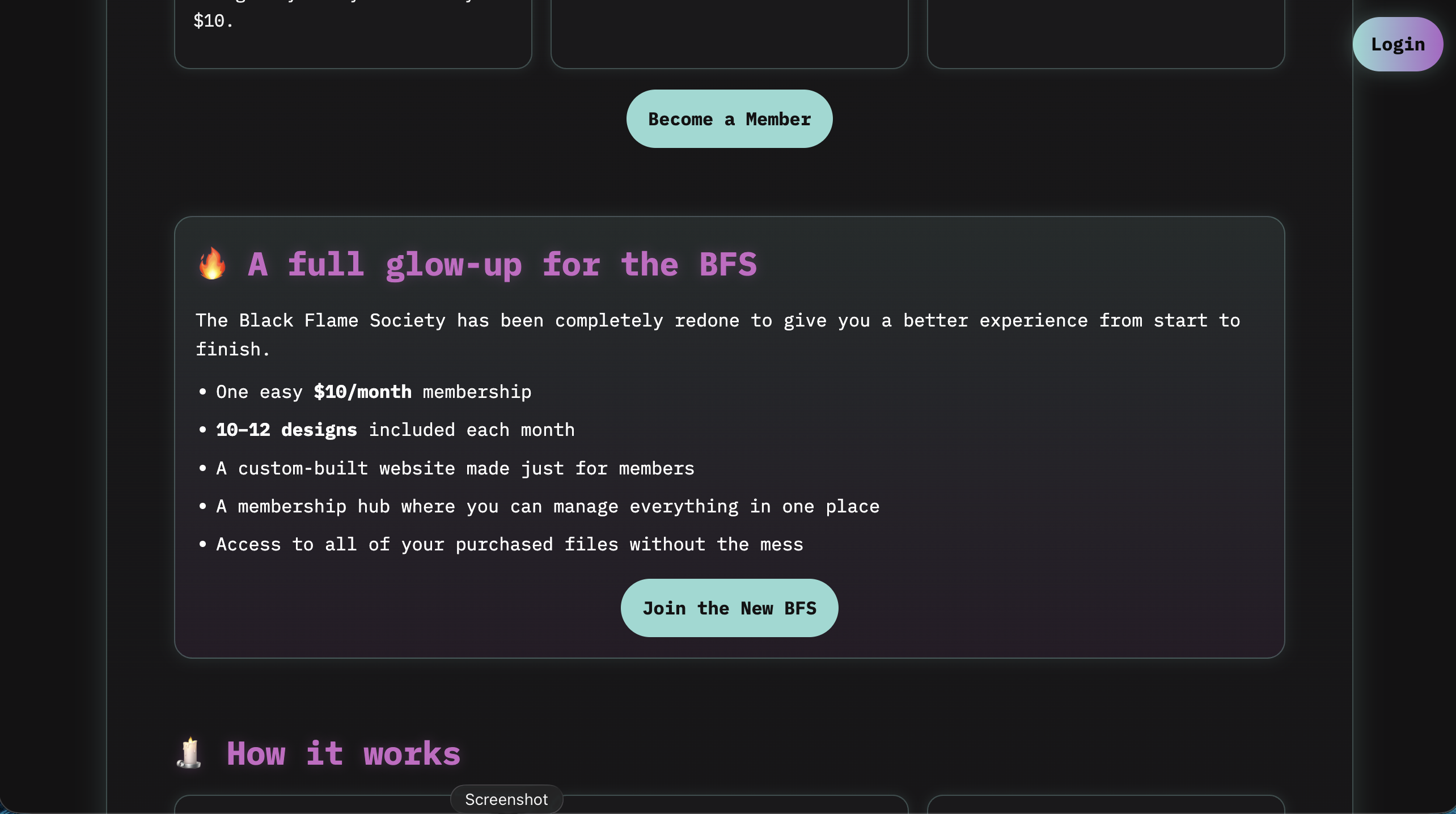 Custom Membership Website & Digital Download Platform | Black Flame Society