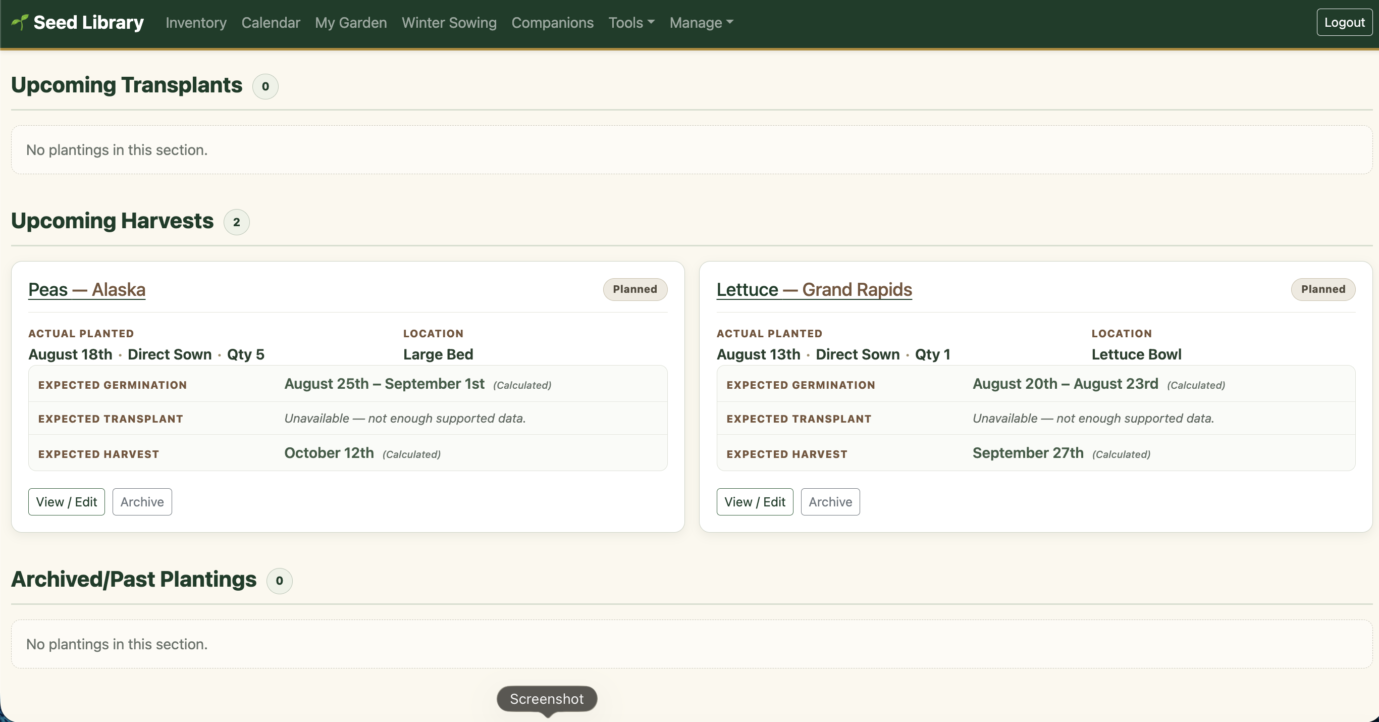 Seed Library & Garden Planner | Planting Calendar & Tracker