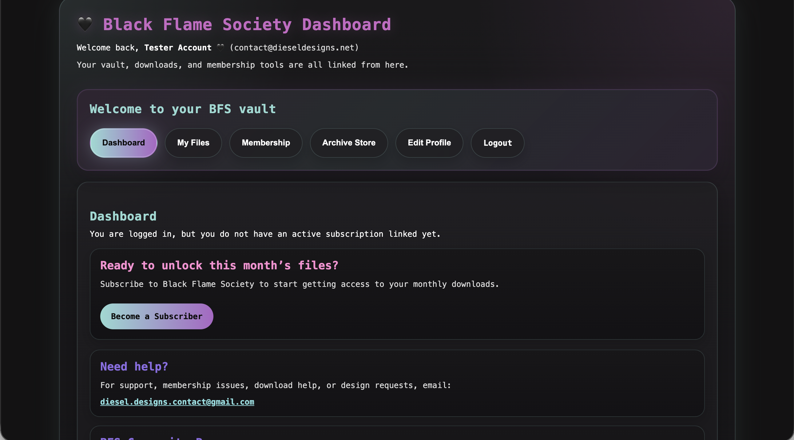 Custom Membership Website & Digital Download Platform | Black Flame Society