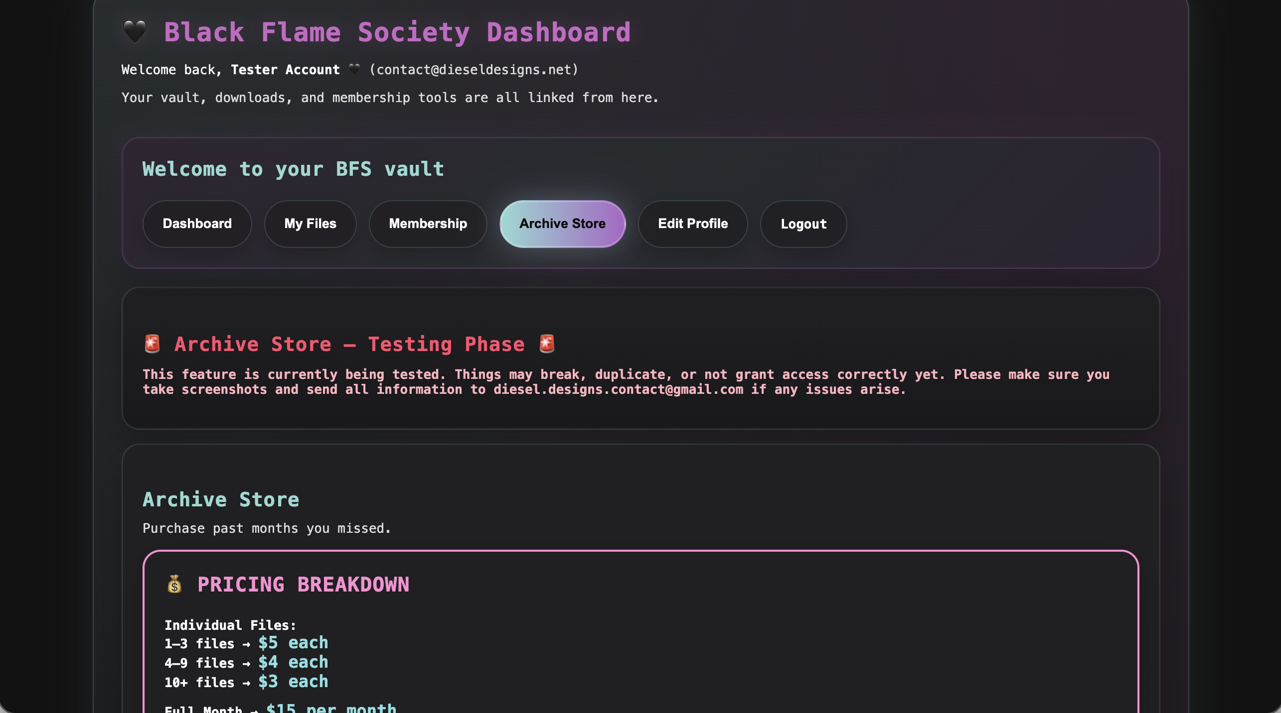 Custom Membership Website & Digital Download Platform | Black Flame Society