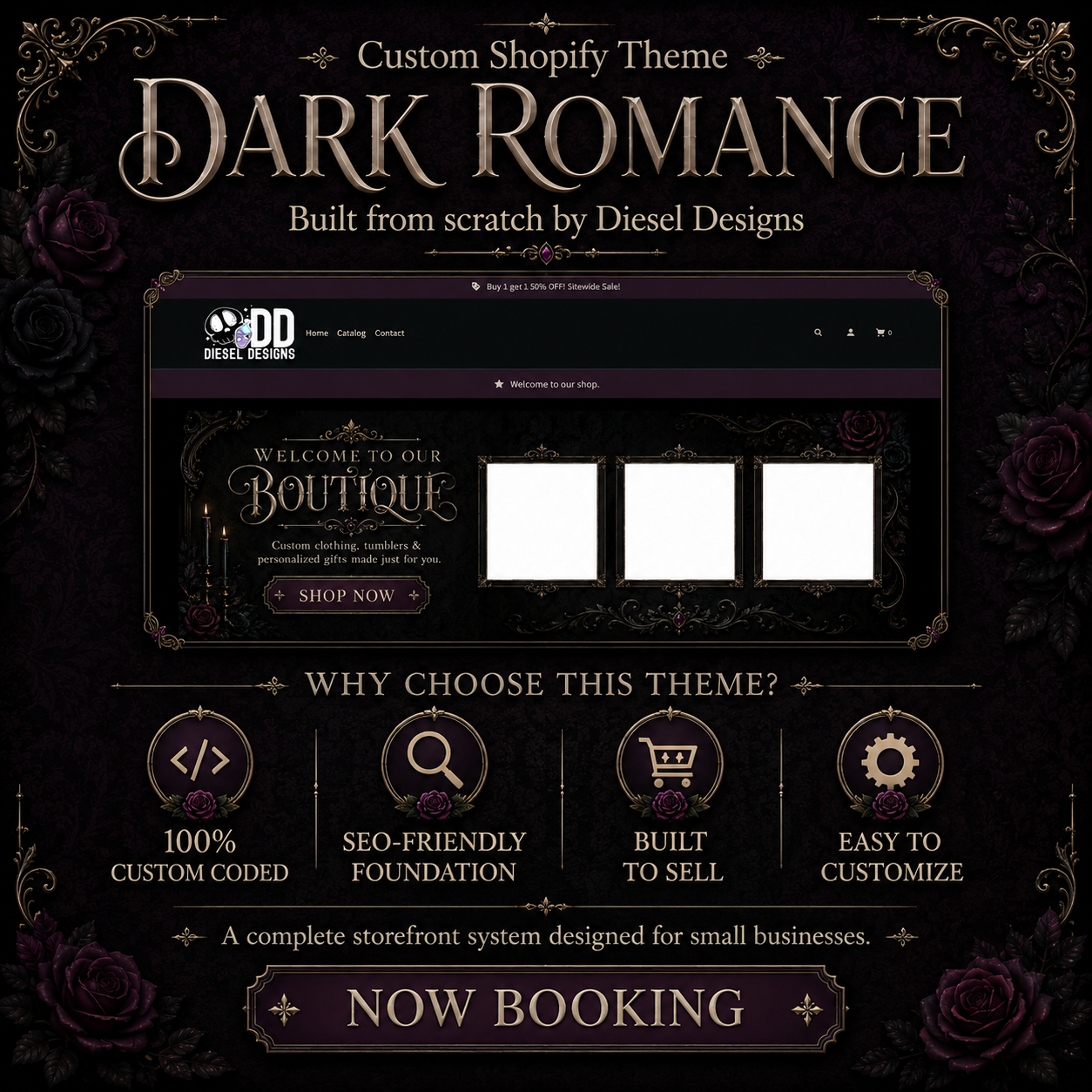 Dark Romance custom shopify theme by Diesel Designs