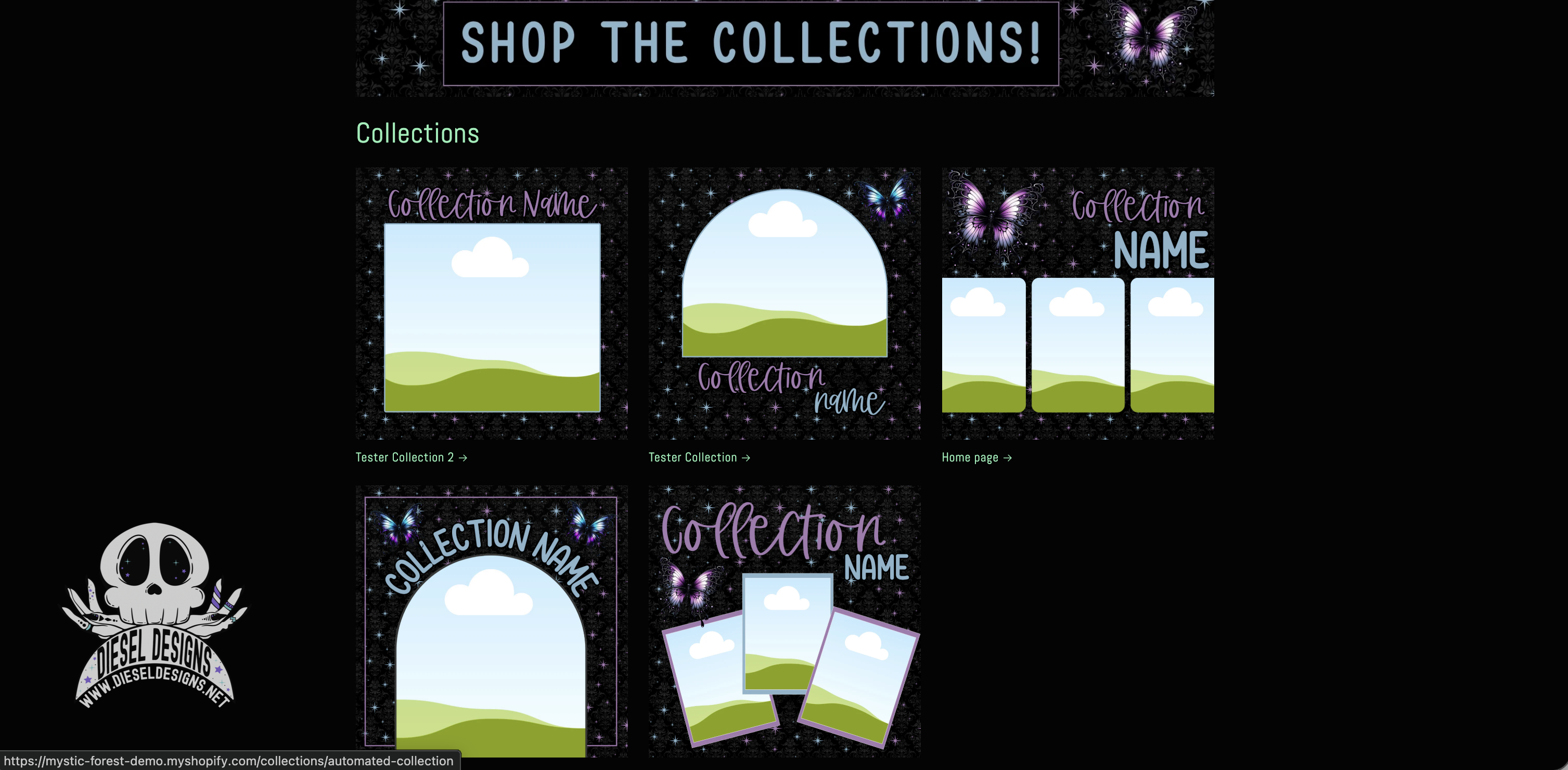 Mystic Forest shopify revamp preview images by Diesel Designs