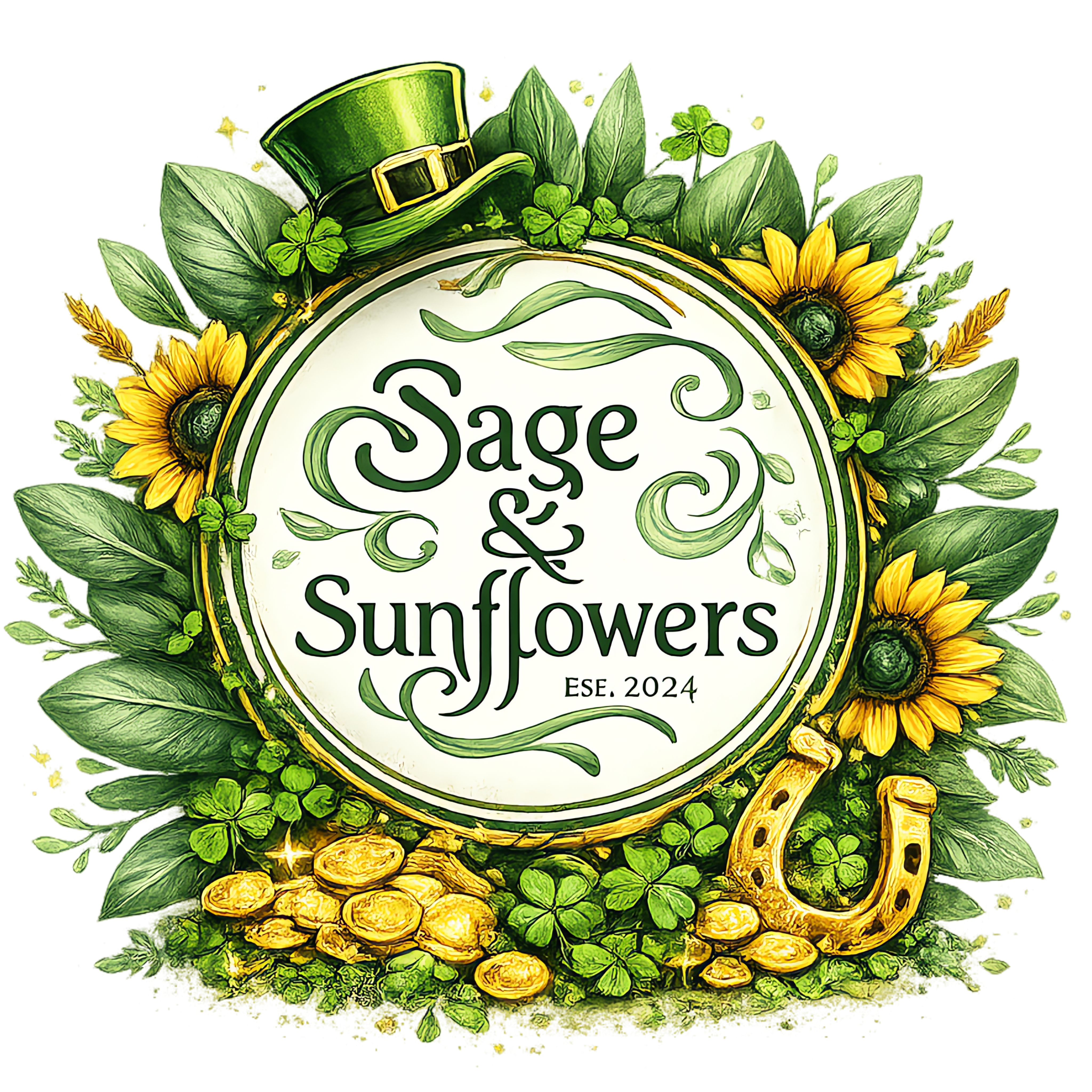 sage and sunflowers