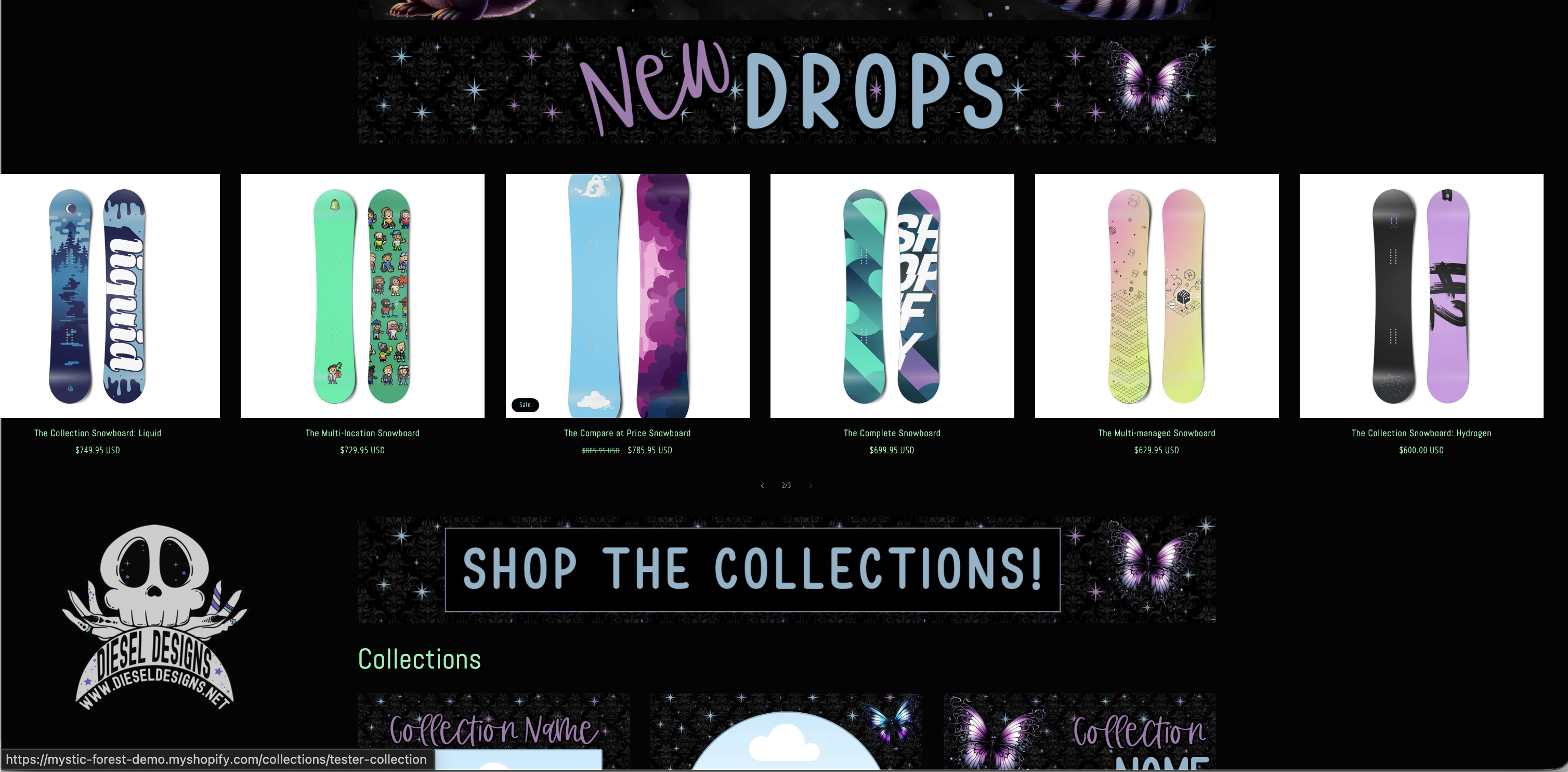 Mystic Forest shopify revamp preview images by Diesel Designs