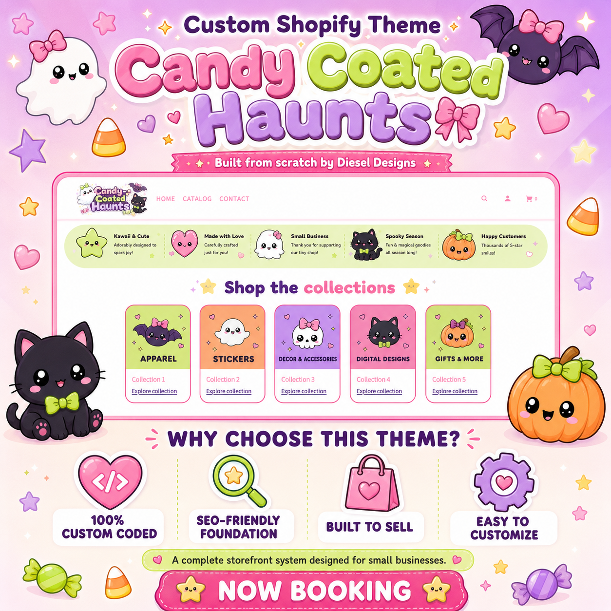 Candy Coated Haunts Shopify Revamp | Kawaii Halloween Boutique Website Makeover