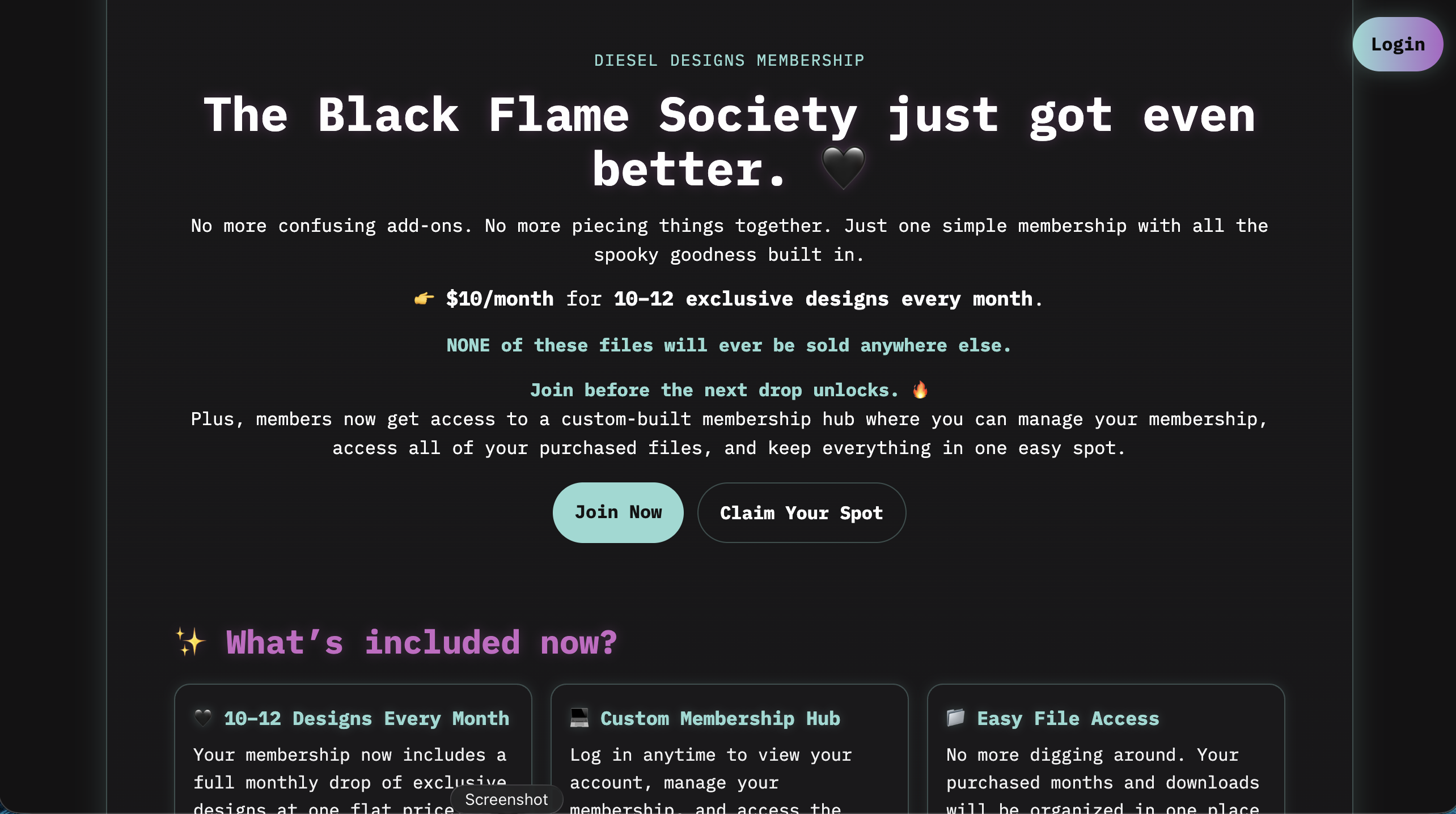Custom Membership Website & Digital Download Platform | Black Flame Society